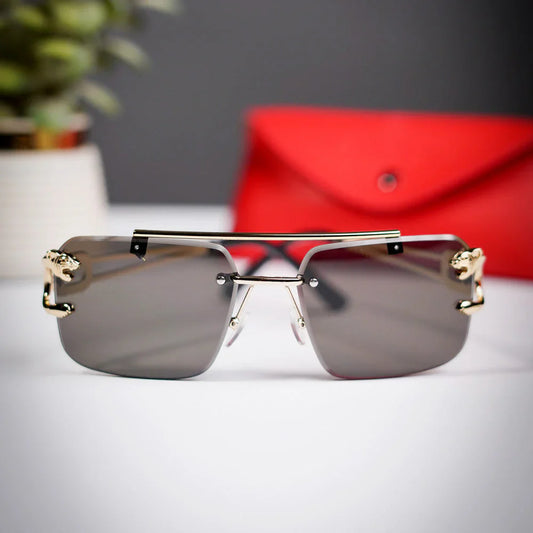 Aura Sovereign Rimless – Premium Gold Metal Luxury Sunglasses (Elite UV400 Edition)