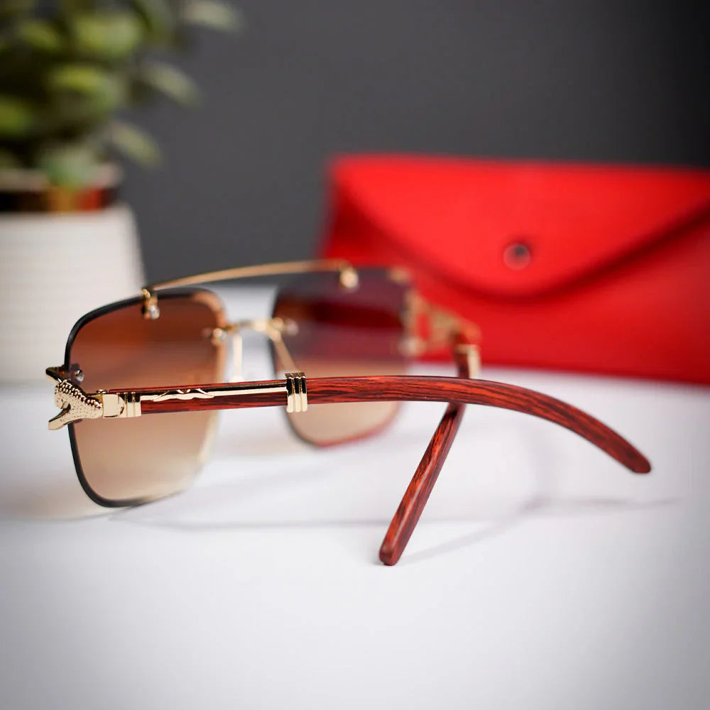 Aura Apex Rimless ā Premium Brown Gradient Metal Sunglasses (Luxury UV400 Edition)