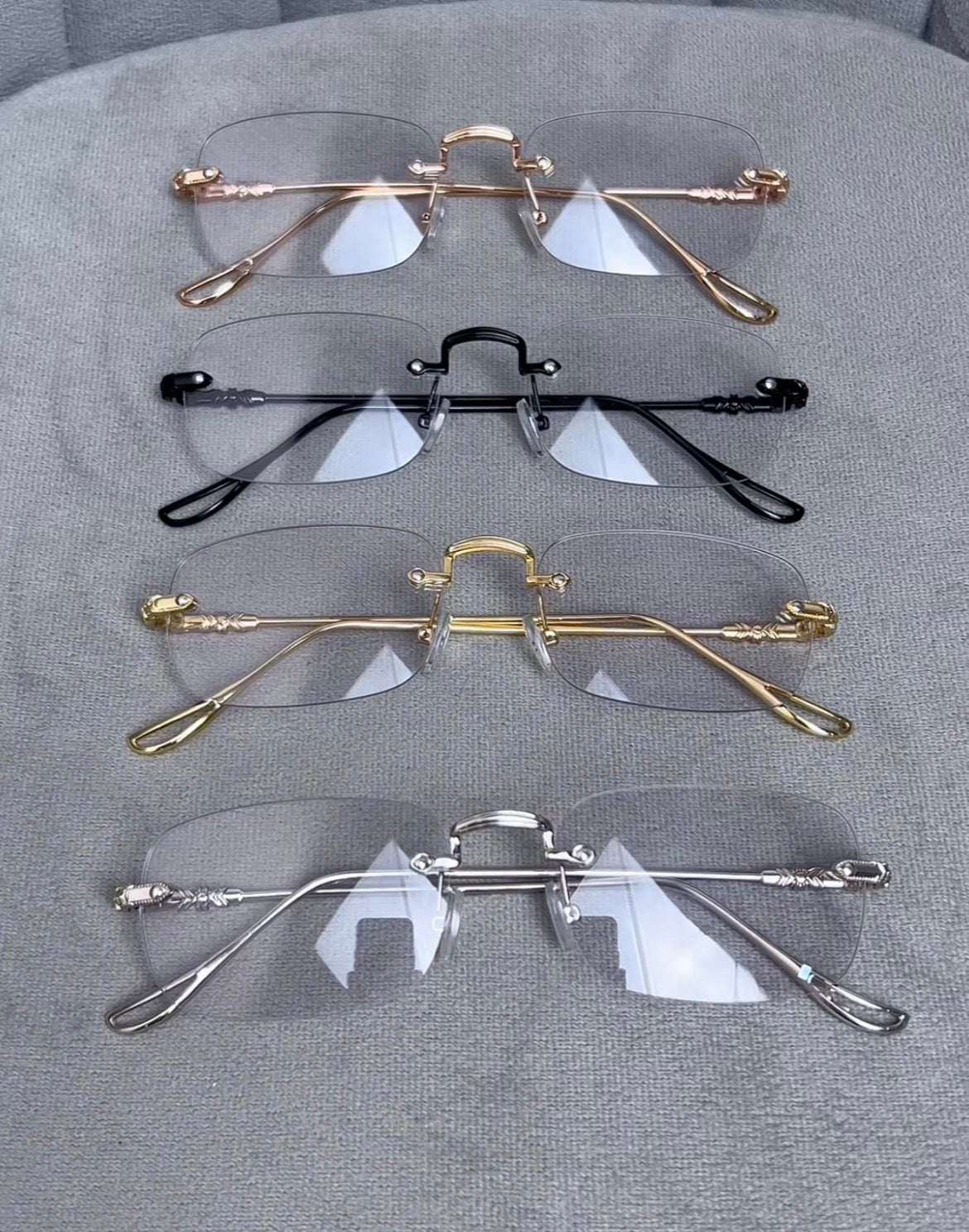 Elegant Rimless Gold Eyeglasses with Minimalist Design