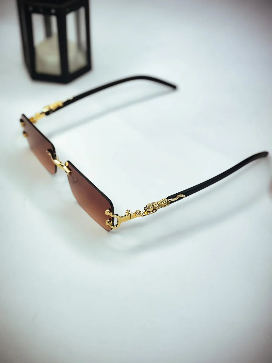 Aura Syndicate Rimless – Premium Brown Luxury Sunglasses (Mafia Edition UV400)