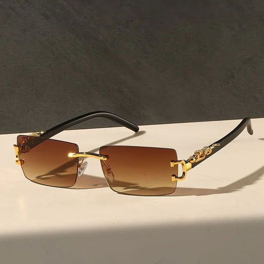 Aura Syndicate Rimless – Premium Brown Luxury Sunglasses (Mafia Edition UV400)