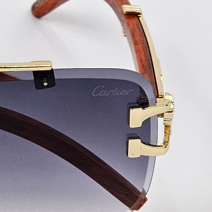 Aura Velocity Rimless – Premium Wood Brown Luxury Sunglasses (UV400 Natural Edition)