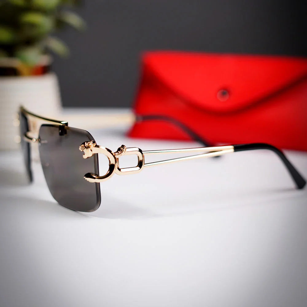 Aura Sovereign Rimless – Premium Gold Metal Luxury Sunglasses (Elite UV400 Edition)
