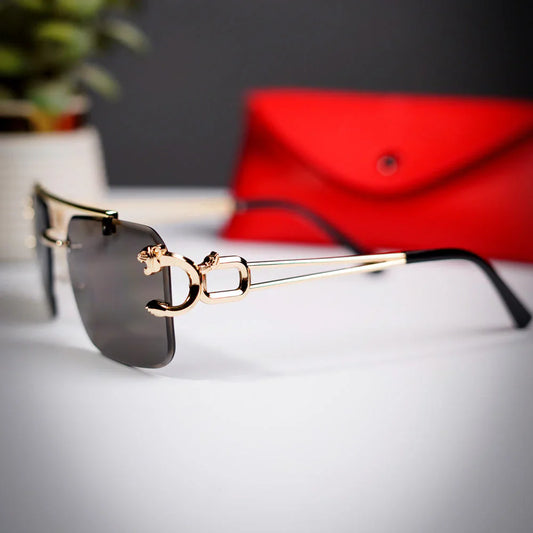 Aura Sovereign Rimless – Premium Gold Metal Luxury Sunglasses (Elite UV400 Edition)