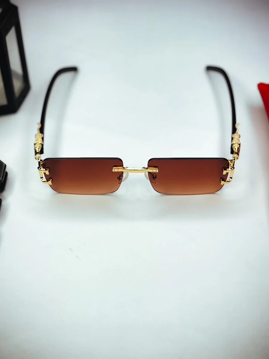 Aura Syndicate Rimless – Premium Brown Luxury Sunglasses (Mafia Edition UV400)