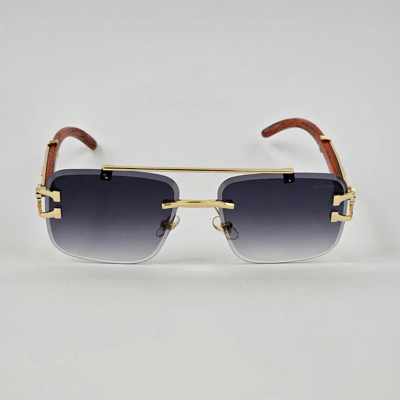 Aura Velocity Rimless – Premium Wood Brown Luxury Sunglasses (UV400 Natural Edition)
