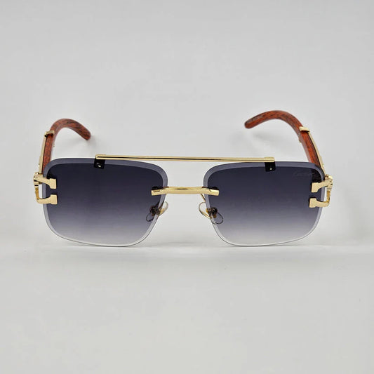 Aura Velocity Rimless – Premium Wood Brown Luxury Sunglasses (UV400 Natural Edition)